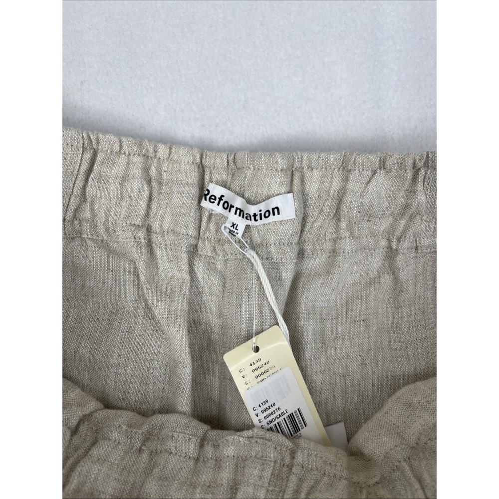 New Reformation Declan Linen Wide Leg Pants Oatmeal Size XL Women's - Picture 3 of 7